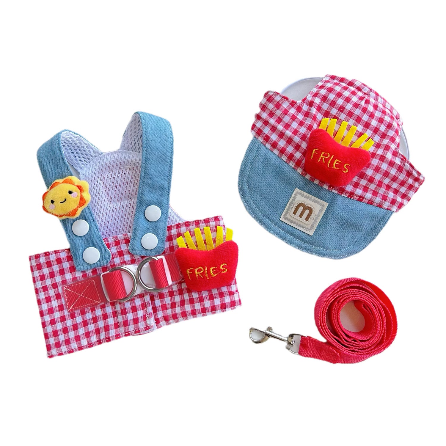 Chapeau de poitrine de tournesol de frites originales vêtements pour animaux de compagnie fournitures pour chiens et chats printemps été automne sortir traction ombre